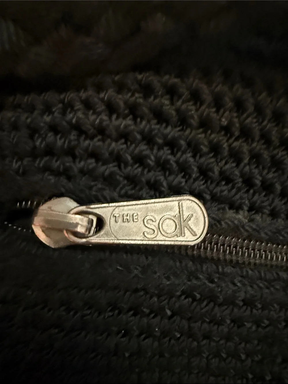 The Sak Black Crochet Zip Shoulder Bag